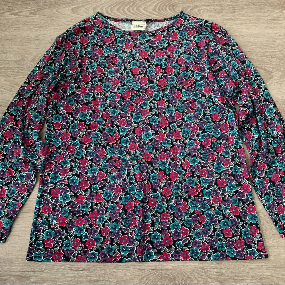 Vintage LL Bean Floral Long Sleeve Top Size L